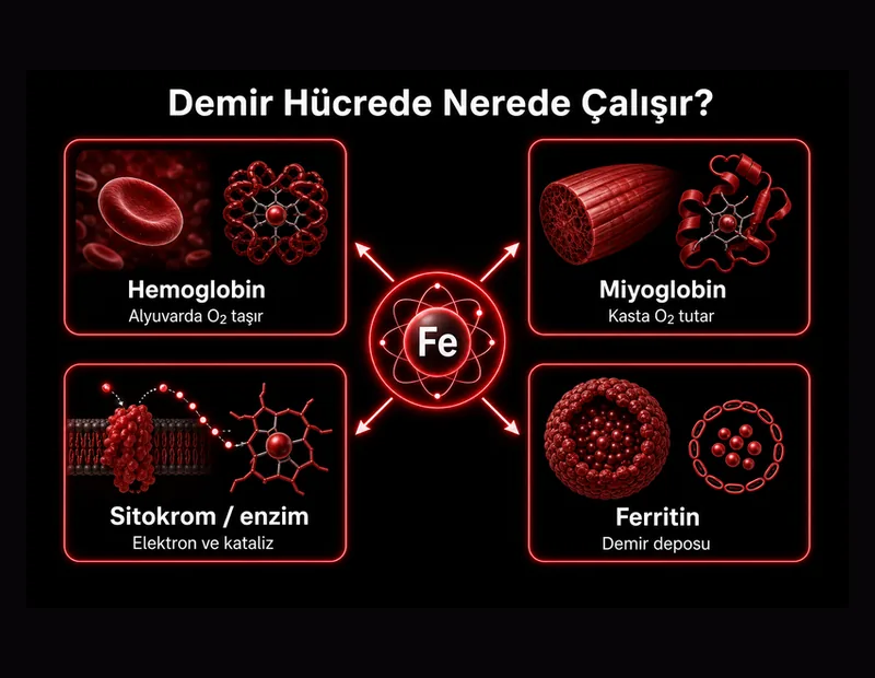 Demir eksikliği sadece kansızlık değil: hemoglobin, miyoglobin, sitokrom ve ferritin deposu rolleri